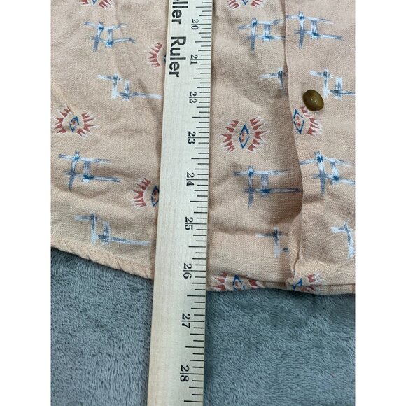 Vintage Summa Shirt Men Small Beige Aztec Print Linen Rayon Button Up Western - Picture 5 of 7